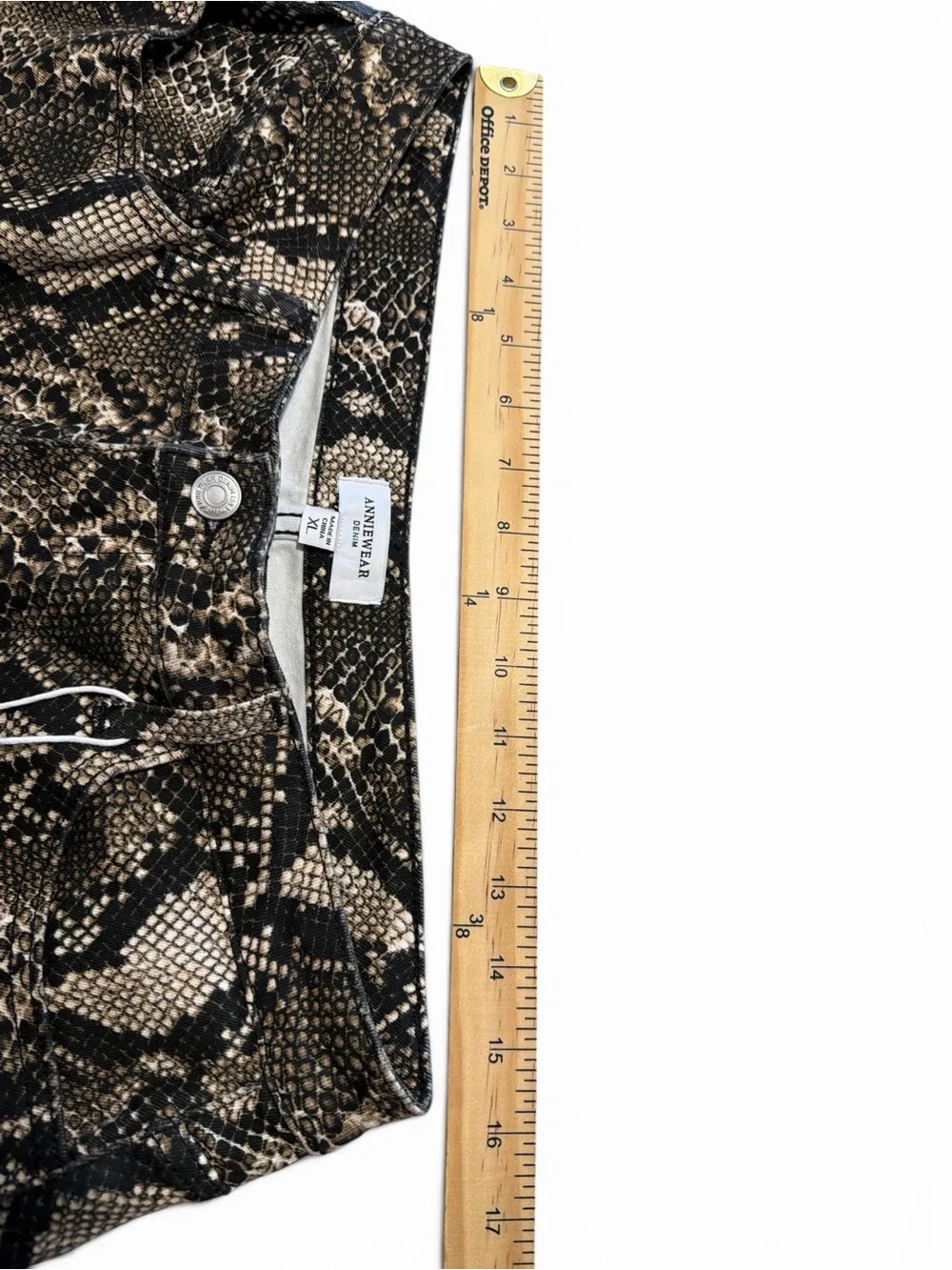 Anniewear Barrel Snake Print Pants Size XL Black Brown High Rise Cropped NEW - Picture 12 of 13